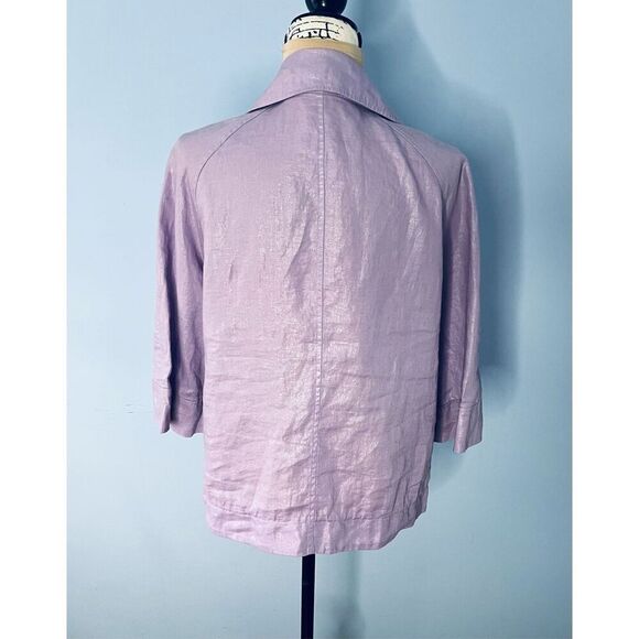 Lafayette 148 New York Purple Women’s 6 100% Linen Zip Up Jacket Top Pockets - Picture 8 of 8